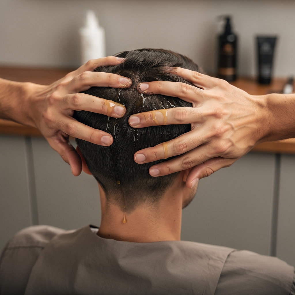 حمام زيت وتدليك فروة الرأس